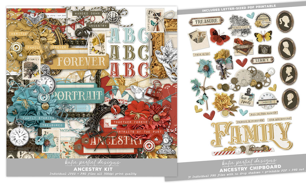 Ancestry Scrapbook Kit - Katie Pertiet Designs