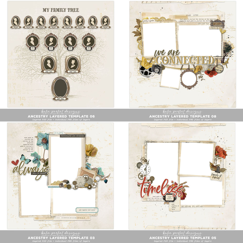 Katie Pertiet Heritage Scrapbook Templates