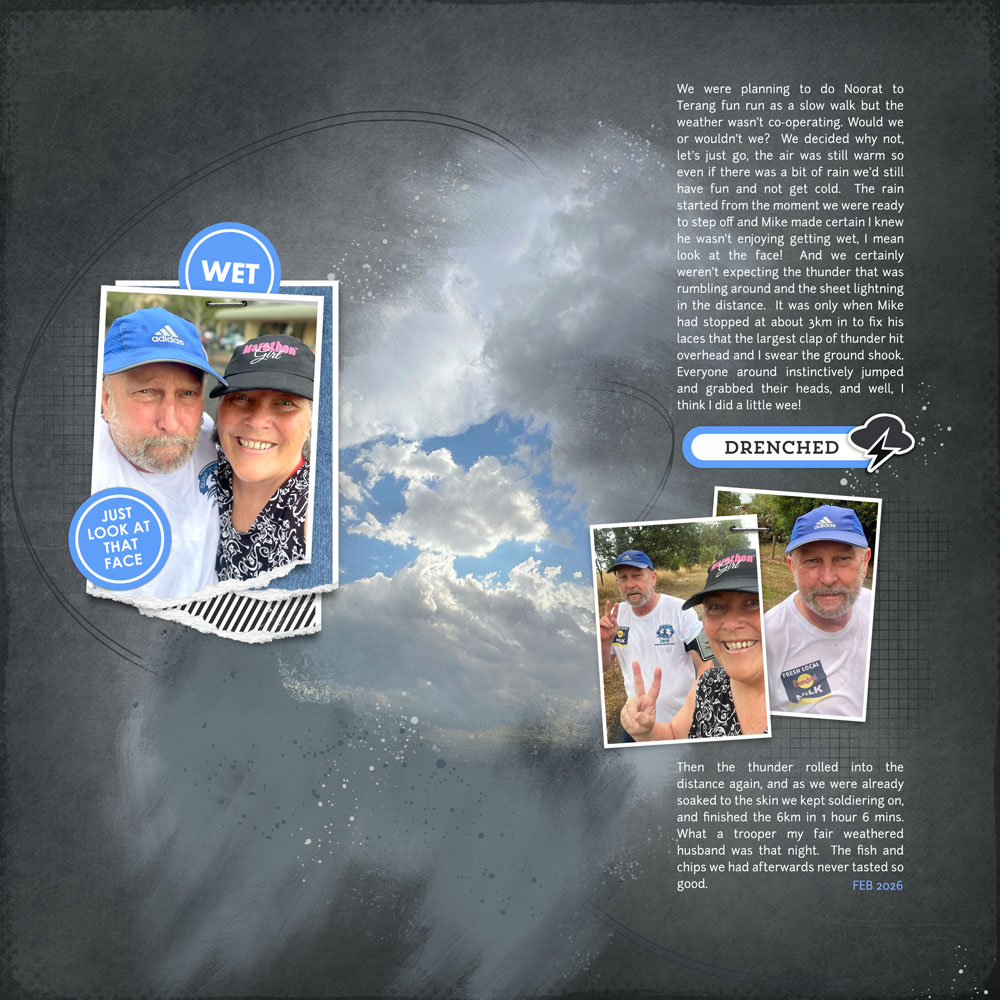 Katie Pertiet Designs scrapbook page about stormy weather