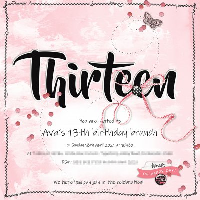 Ava's 13th birthday invite