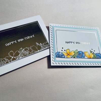 foiled floral edger cards