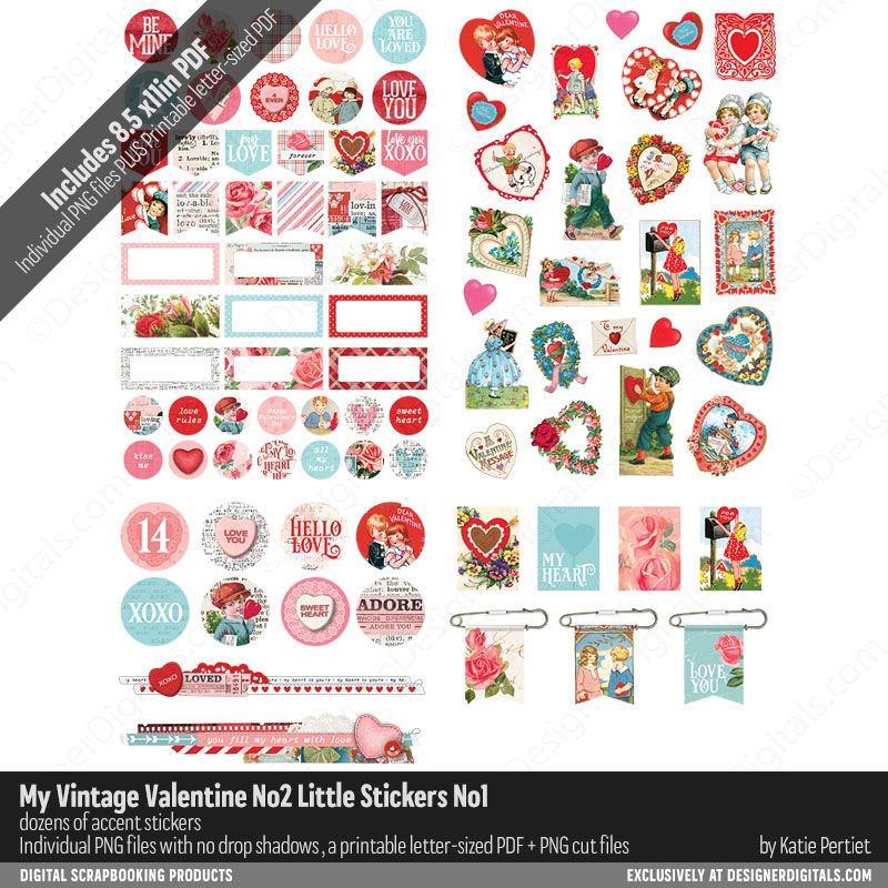 My Vintage Valentine 02 Little Stickers 01 - Katie Pertiet Designs