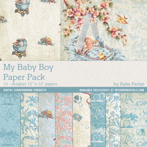 My Baby Boy Paper Pack - Katie Pertiet Designs