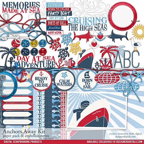 Digital Scrapbooking Kits  Anchors Away Word Art-(Kathryn