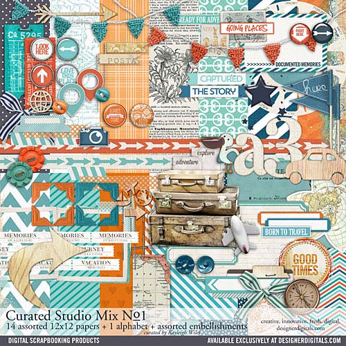 Curated Studio Mix Scrapbooking Kit 01 - Katie Pertiet Designs