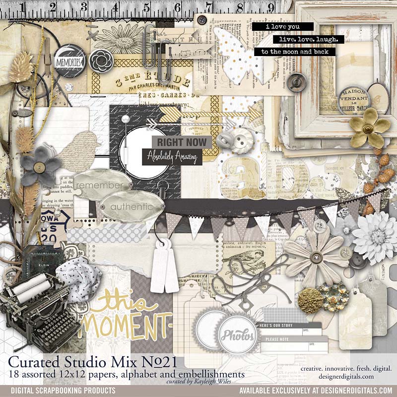 Sticker digital scrapbooking kit: aged paper 