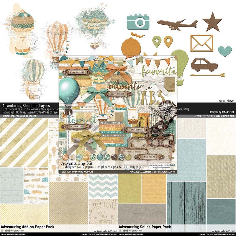 Adventuring Travel Scrapbook Kit - Katie Pertiet Designs