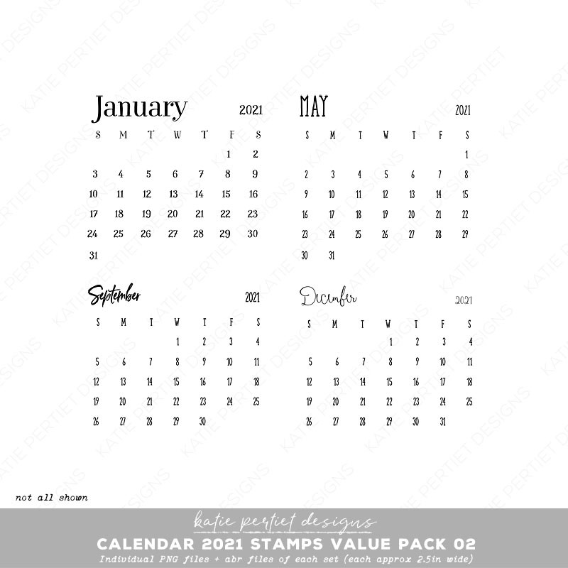 Calendar 2021 Brushes and Stamps Value Pak 02 - Katie Pertiet Designs