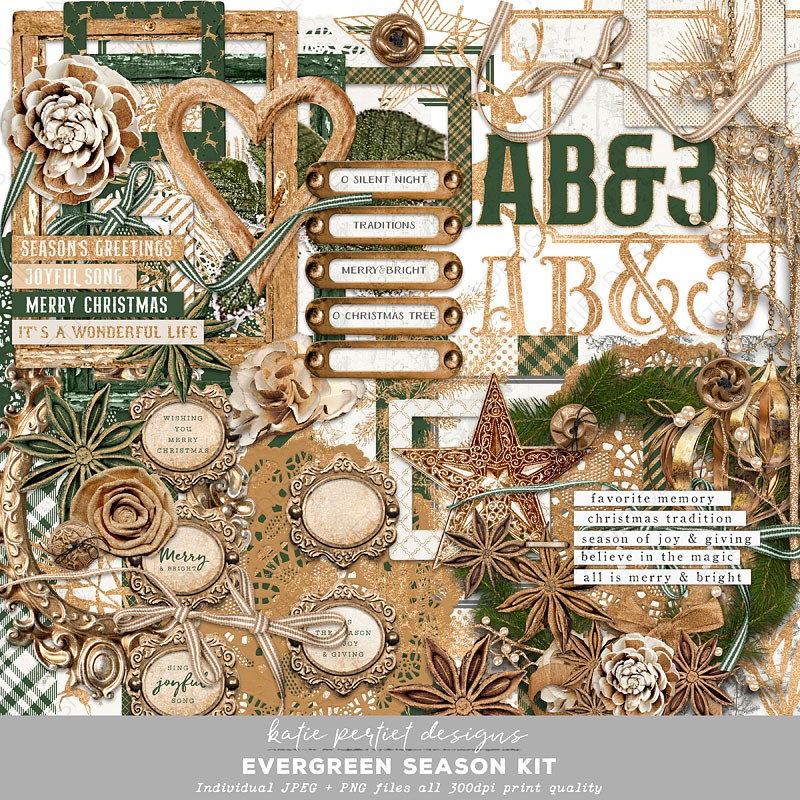 Evergreen Season Scrapbook Kit - Katie Pertiet Designs