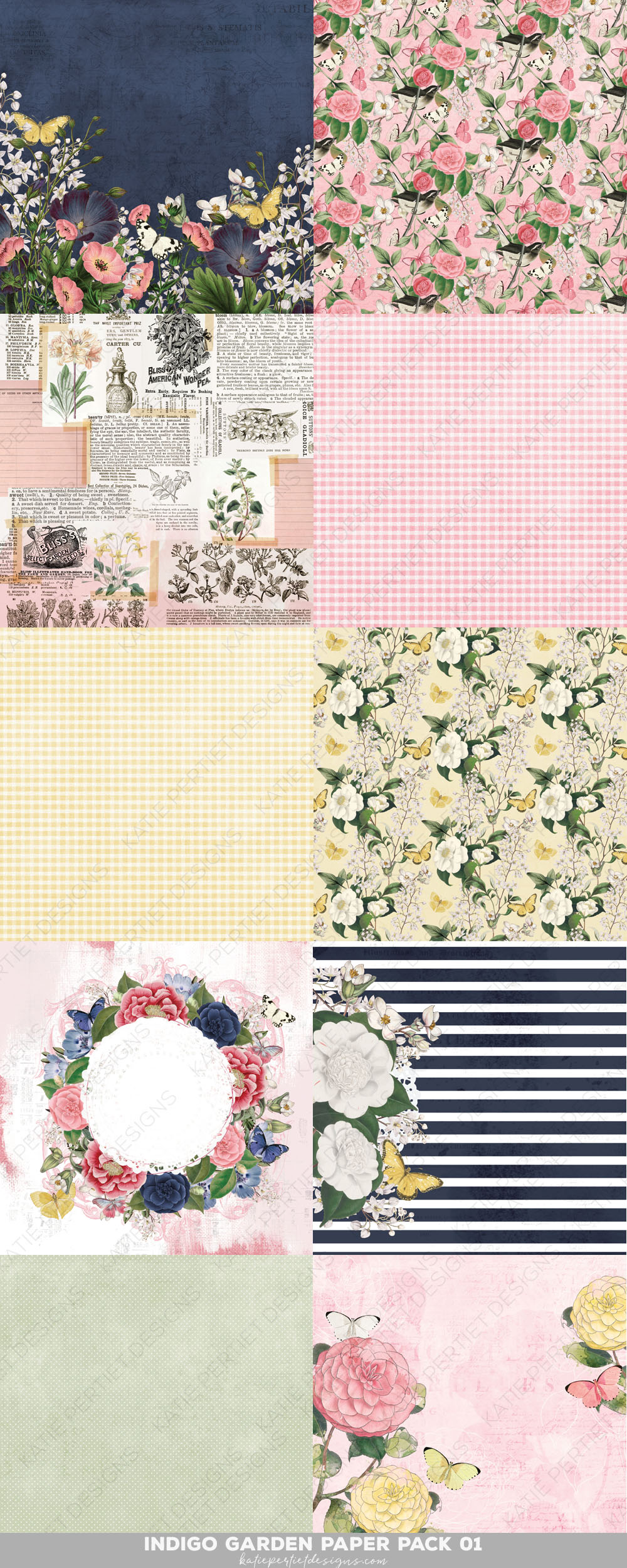 DIY Scrapbook Kit with Embelishments - Pastel Graden Theme 