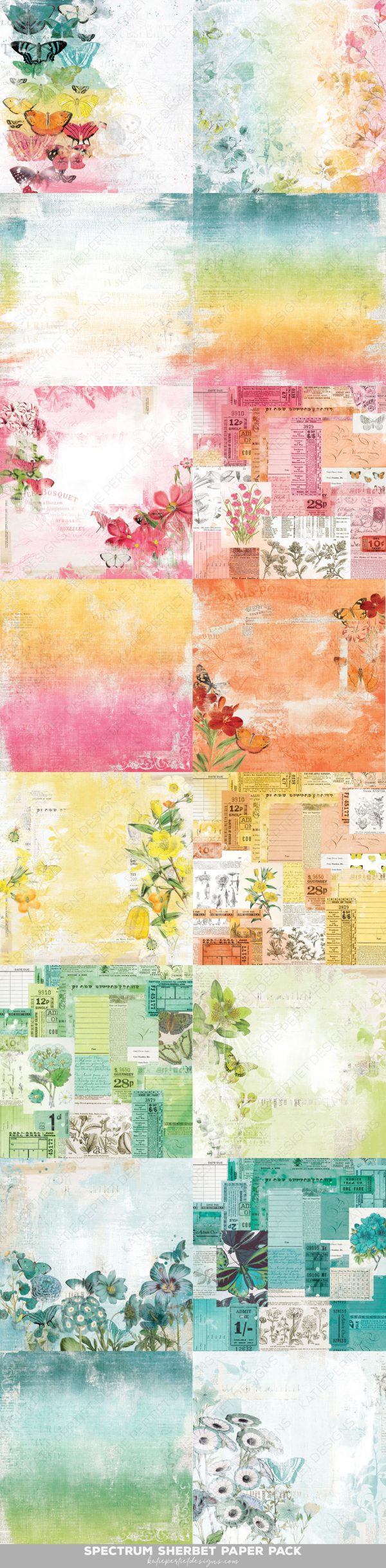 Spectrum Sherbet Digital Scrapbooking Papers