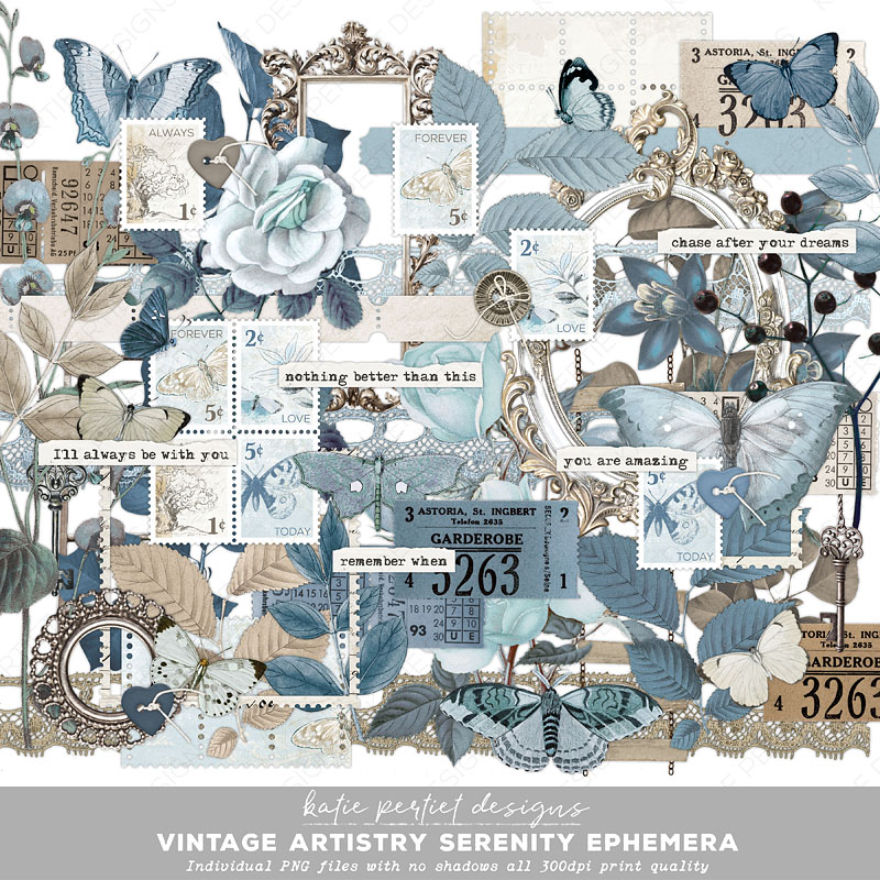 digital scrapbooking kit: Journey - assorted ephemera Stock Vector