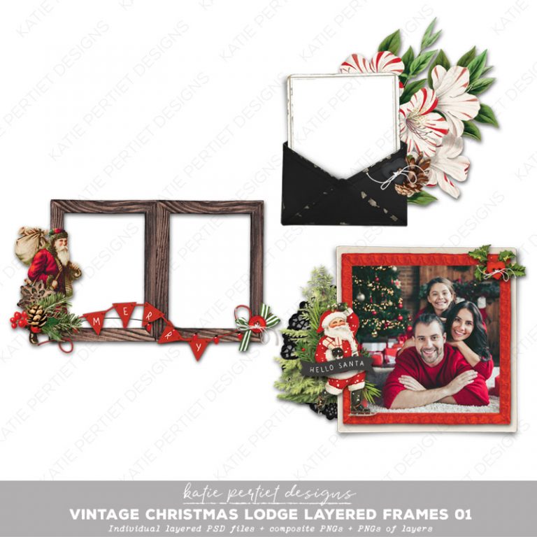 Vintage Christmas Lodge Layered Frames 01 Katie Pertiet Designs