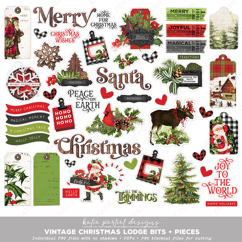 Vintage Christmas Lodge Bits and Pieces - Katie Pertiet Designs