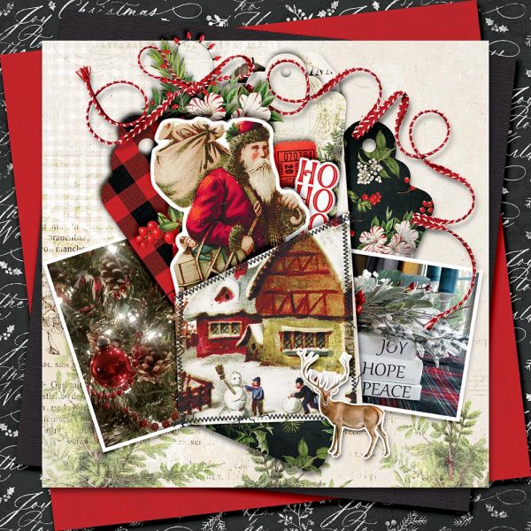 Digital Scrapbooking Layout | Vintage Christmas Lodge Scrapbook Kit