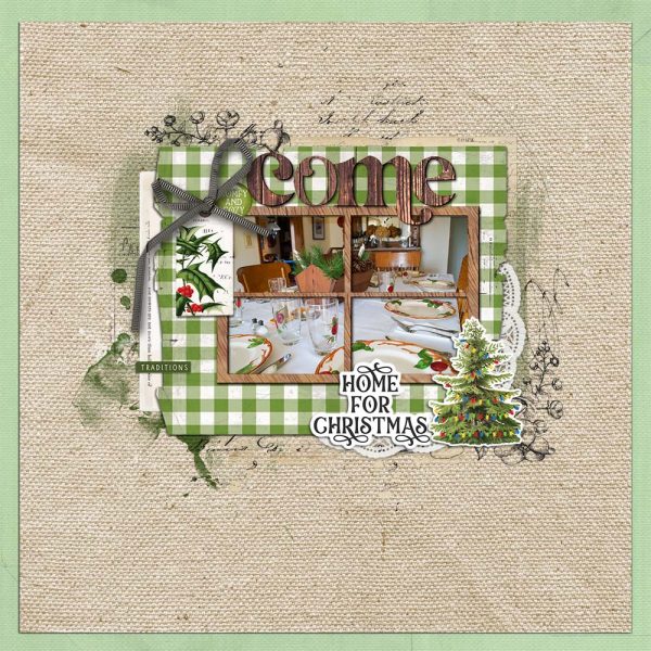 Digital Scrapbooking Layout | Vintage Christmas Lodge Scrapbook Kit