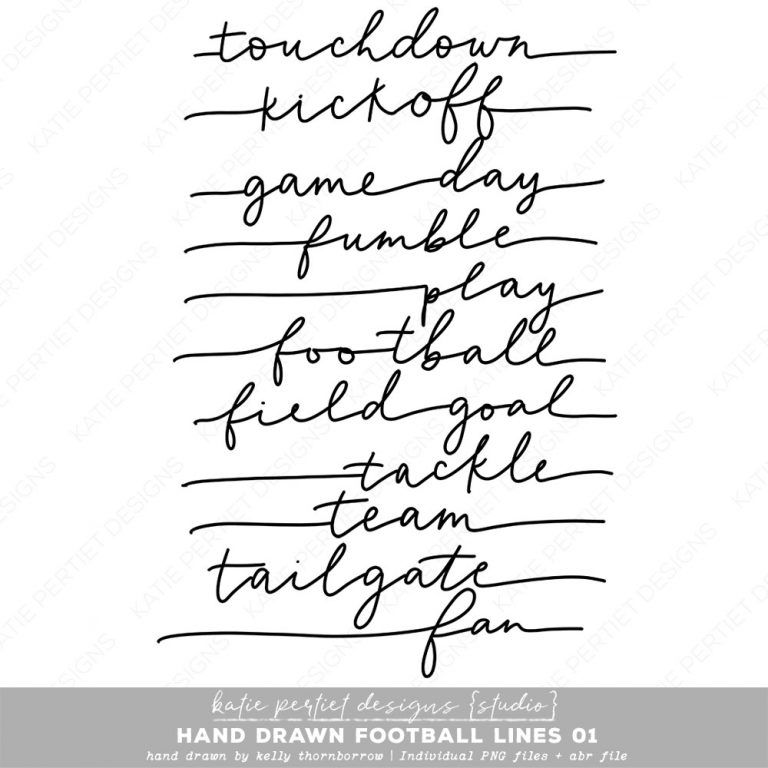 Hand Drawn Football Lines 01 Katie Pertiet Designs