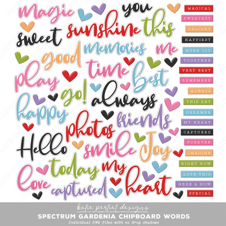 Spectrum Gardenia Chipboard Words Katie Pertiet Designs
