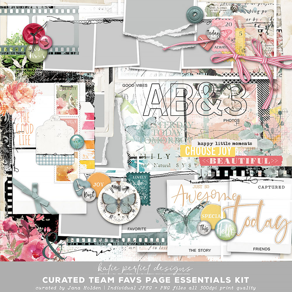 Digital Scrapbooking Kits, August Basics Page Kit-(Kmess), Everyday,  Seasons - Summer