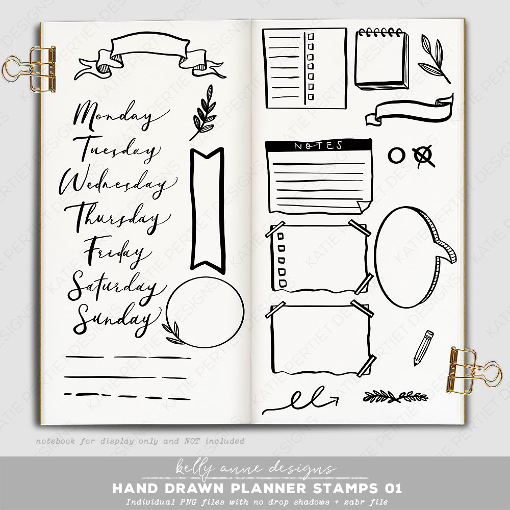 Hand Drawn Planner Stamps 01