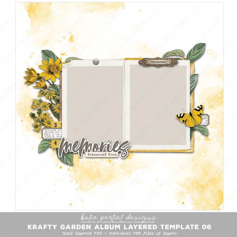 Krafty Garden Album Layered Template 06 Katie Pertiet Designs